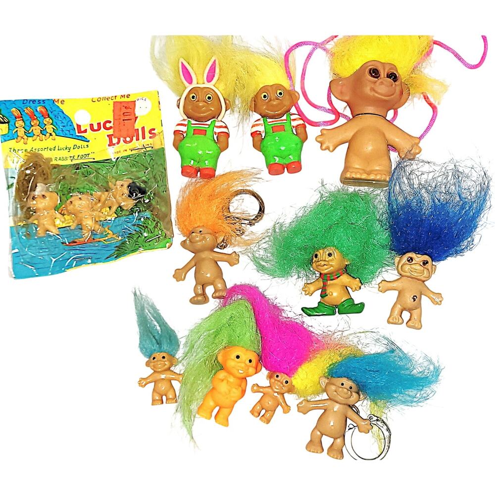 (1B) 3" - 1.5" Vintage Mixed Varity Lot Trolls, Necklace, Keychains... Cool Lot